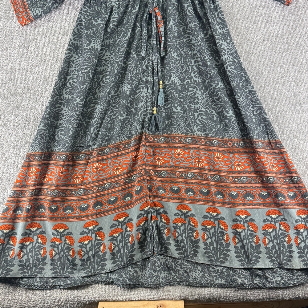 Karma Highway Floral Short Sleeve Kimono Dress Orange Gray Womens OS Boho Hippie - Picture 6 of 10